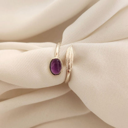 Anillo Pluma - Amatista Oval