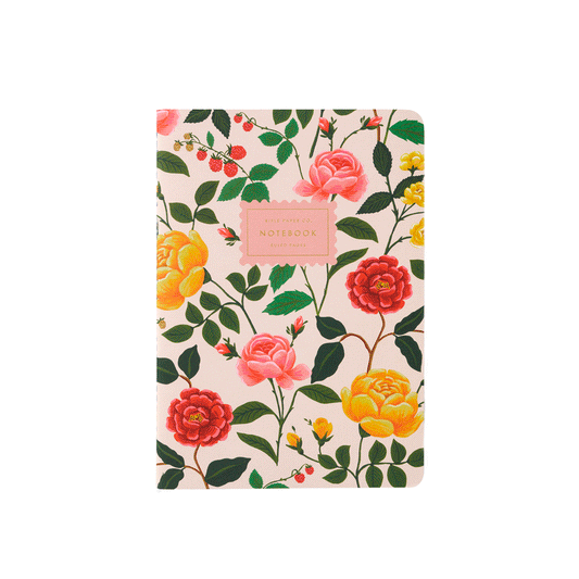 Libreta cosida rayada Rosas A