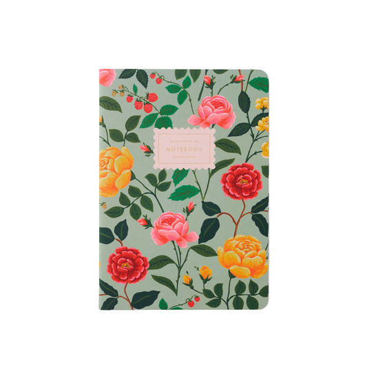 Libreta cosida rayada Rosas C