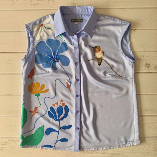 Blusa Artevimiento seda celeste - Talla L
